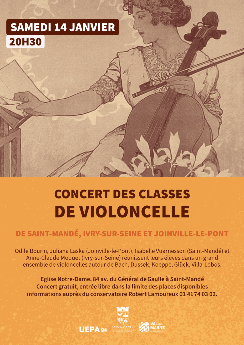 Le projet « Ensemble de Violoncelles » – Concert à Saint-Mandé le 14 janvier 2023